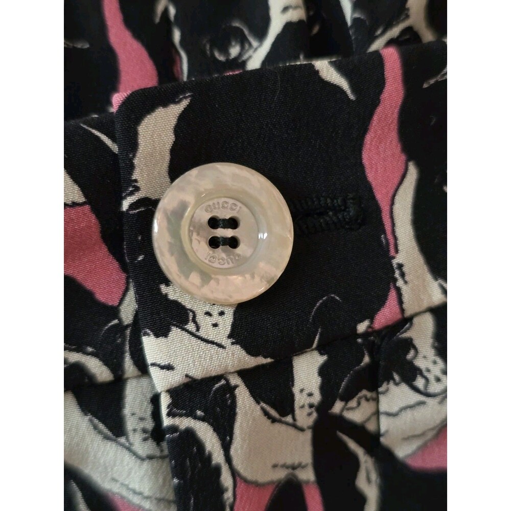 GUCCI Silk French Bulldog Pants Women's size EU 38, US MEDIUM, Pink Multicolor - Picture 9 of 16